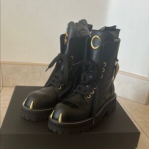 Roberto Cavalli Sabertooth Black Combat Boots